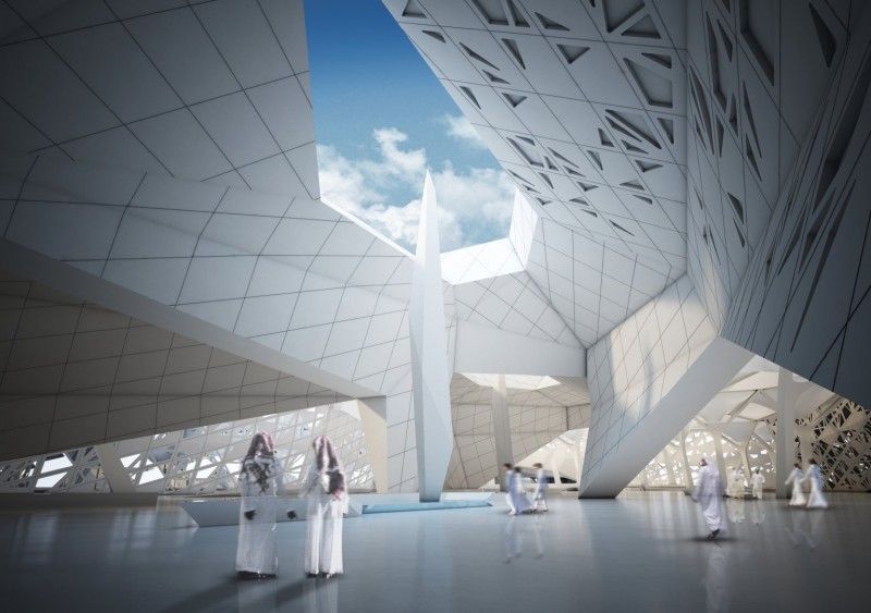 Render del King Abdullah Petroleum Studies and Research Center di Riyadh (foto: Zaha Hadid Architects)