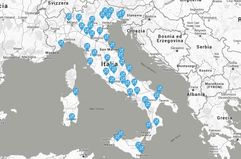 La mappa delle 52 aree previste dal bando Scuole innovative