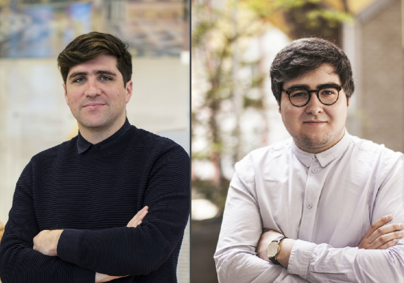 A sinistra, David Basulto, curatore del padiglione dei Paesi nordici; a destra, James Taylor–Foster, assisting curator