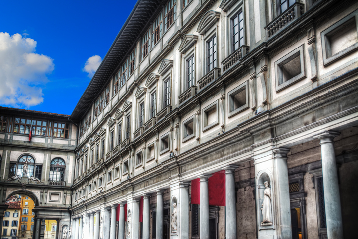 Uffizi Gallery in Florence under a blue sky