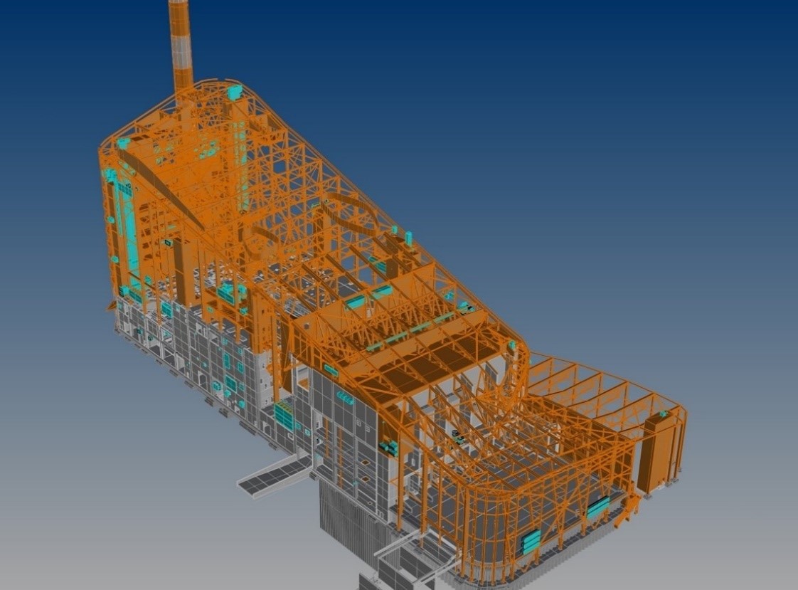 Amager Resource Center: integrazione con il modello strutturale del complesso (per gentile concessione di BIG)