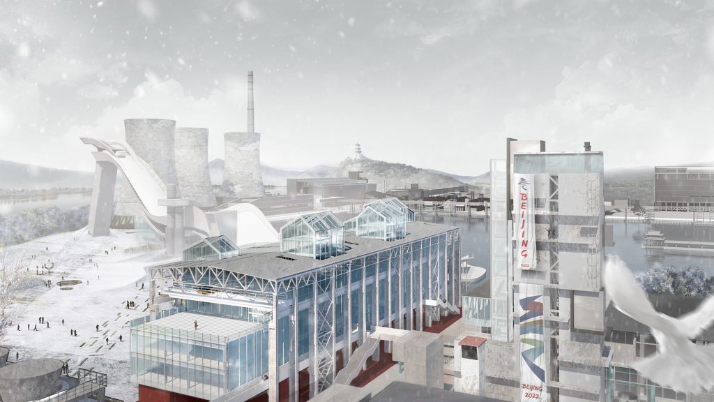 Il progetto del Politecnico di Torino per le Olimpiadi di Pechino 2022 - trasformazione della Oxygen Factory - render sud orientale
